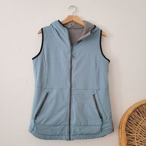 Columbia Reversible Hooded Vest Fleece Gray/Blue Small